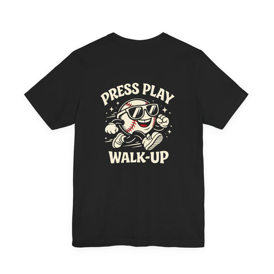 Retro Groove Baseball Tee — Walk-Up Mascot Graphic T-Shirt