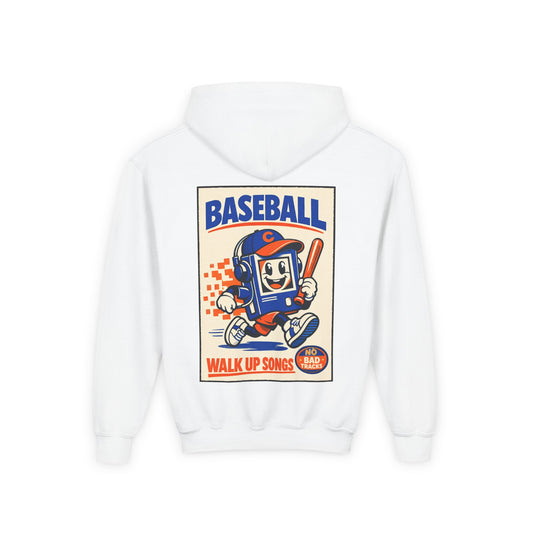 Baseball Kids Hoodie — Retro 'Walk Up Songs' Graphic Sweatshirt