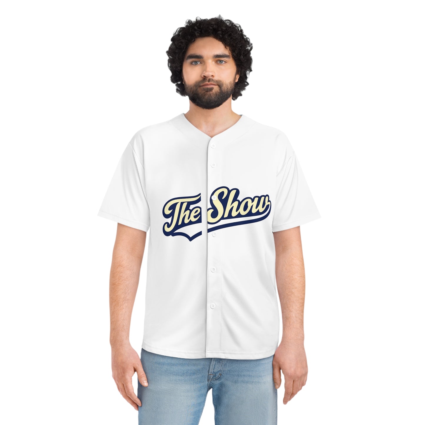 'The Show' Vintage Script Baseball Jersey - Men's Team Style Button-Up