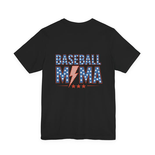 Baseball Mama T-Shirt — Patriotic Lightning Bolt Mom Tee